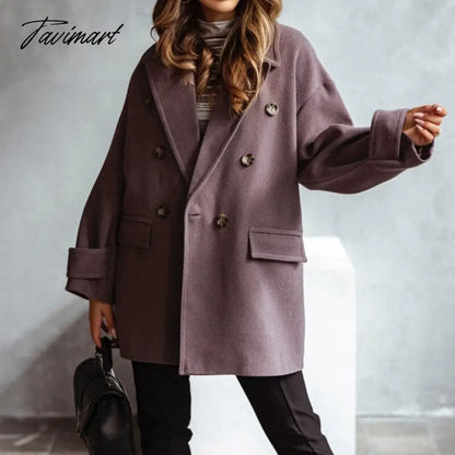New Autumn Elegant Long Sleeve Polo Woolen Coat Women Fashion Solid Single breasted Coat Ladies Casual Loose Commuter Coats