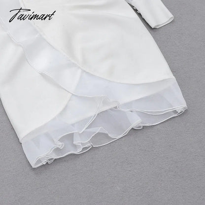New Autumn Women Mesh Long Sleeve Sexy V-Neck Bodycon Mini Dress Rayon Bandage Celebrate Evening Party Birthday Outfit