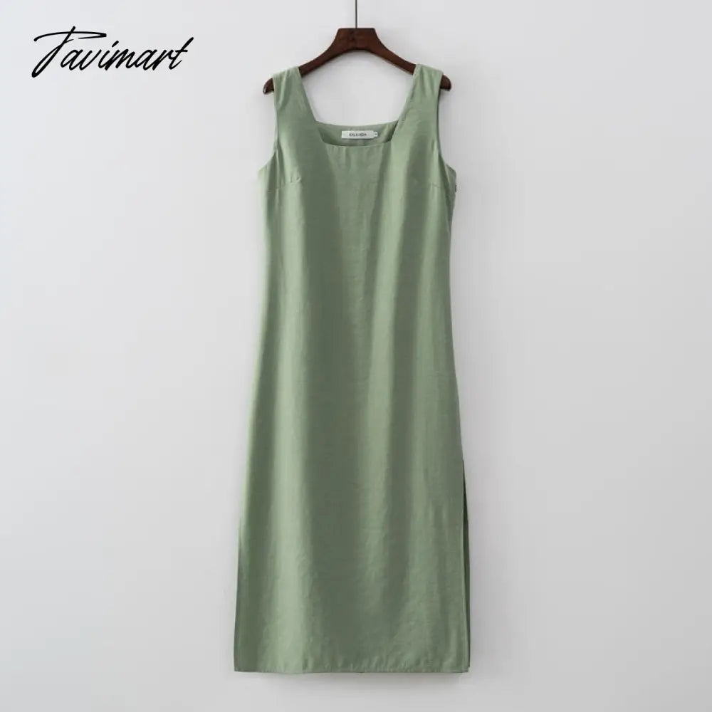 New Design Summer Women Solid Sleeveless Fashion Dress Split Tank Dress beach