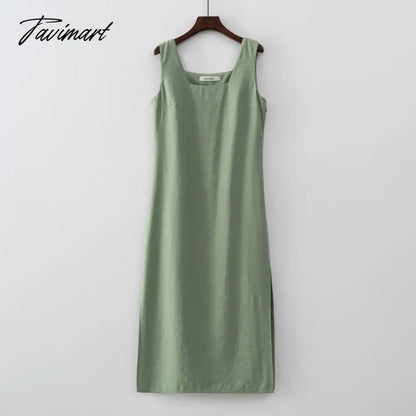 New Design Summer Women Solid Sleeveless Fashion Dress Split Tank Dress beach
