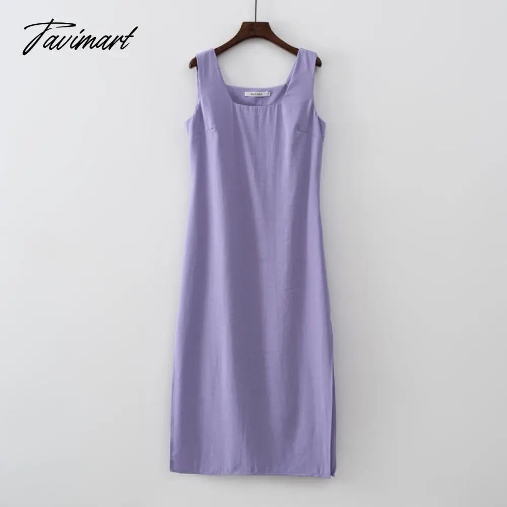 New Design Summer Women Solid Sleeveless Fashion Dress Split Tank Dress beach