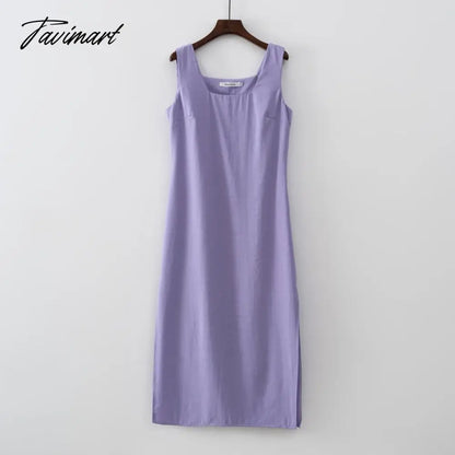 New Design Summer Women Solid Sleeveless Fashion Dress Split Tank Dress beach