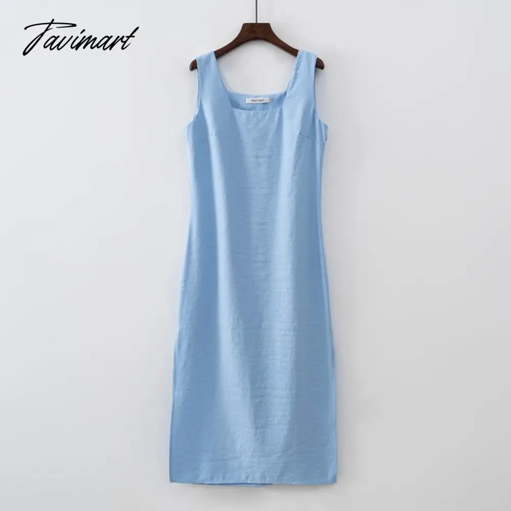 New Design Summer Women Solid Sleeveless Fashion Dress Split Tank Dress beach