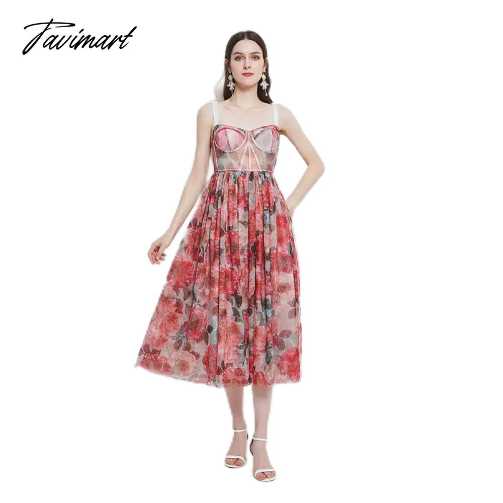 New Fashion Temperament Summer High-end Vacation Vestidos Women's V-neck Sexy Corset Midi Dress with Waist Strap GL080
