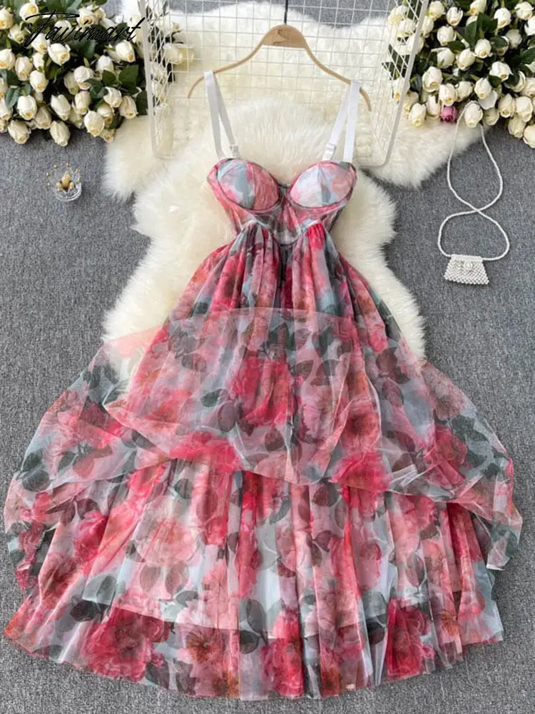 New Fashion Temperament Summer High-end Vacation Vestidos Women's V-neck Sexy Corset Midi Dress with Waist Strap GL080