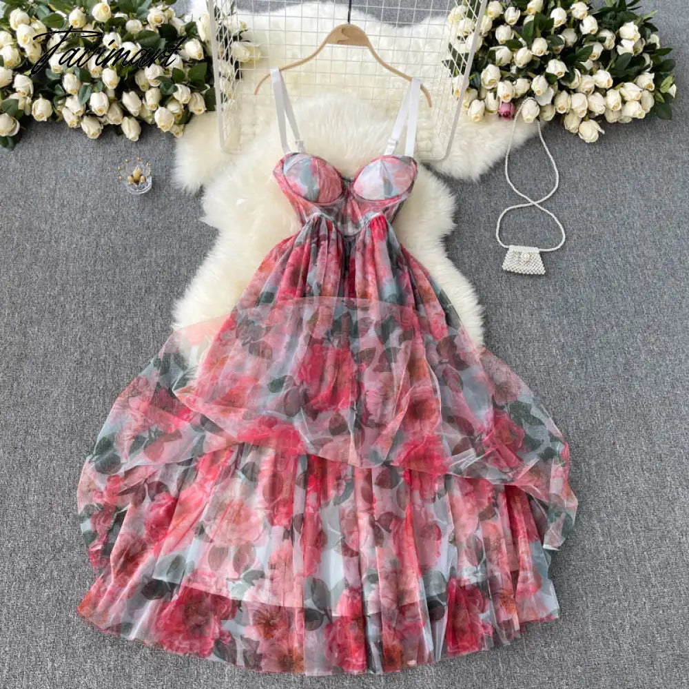 New Fashion Temperament Summer High-end Vacation Vestidos Women's V-neck Sexy Corset Midi Dress with Waist Strap GL080
