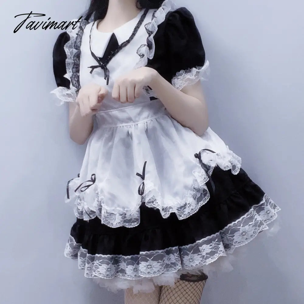 New Maid Lolita Soft Girl Sexy Lace Women Dress Black White Kawaii Japanese Girls Kawaii Clothing Cosplay Sweet Lolitas Outfit