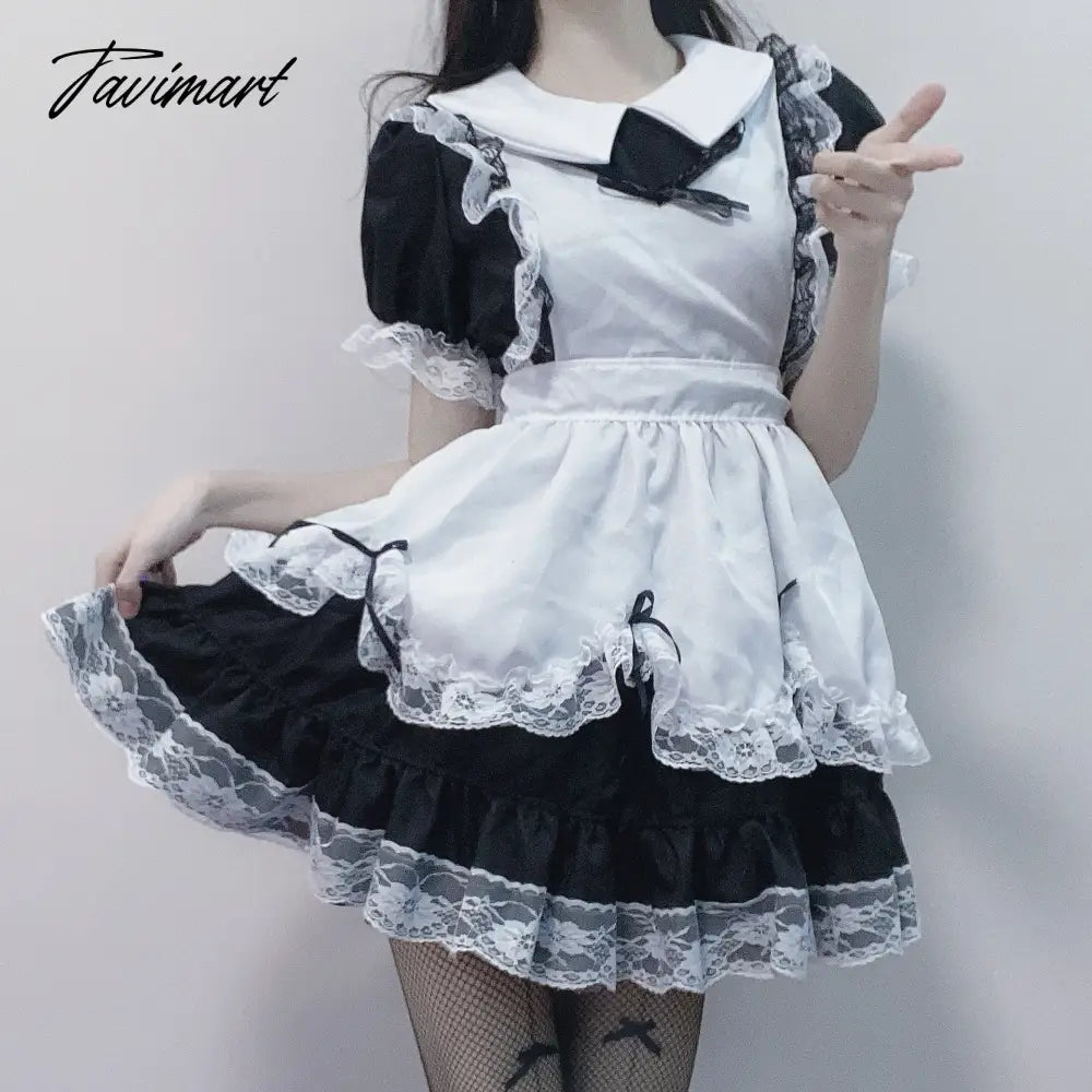 New Maid Lolita Soft Girl Sexy Lace Women Dress Black White Kawaii Japanese Girls Kawaii Clothing Cosplay Sweet Lolitas Outfit