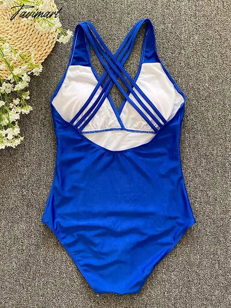 New Sexy One Piece Swimsuit Women Cross Bandage Backless Swimwear Female Push Up Bathers Bathing Suits Beachwear