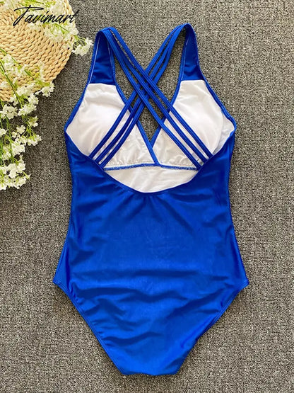 New Sexy One Piece Swimsuit Women Cross Bandage Backless Swimwear Female Push Up Bathers Bathing Suits Beachwear