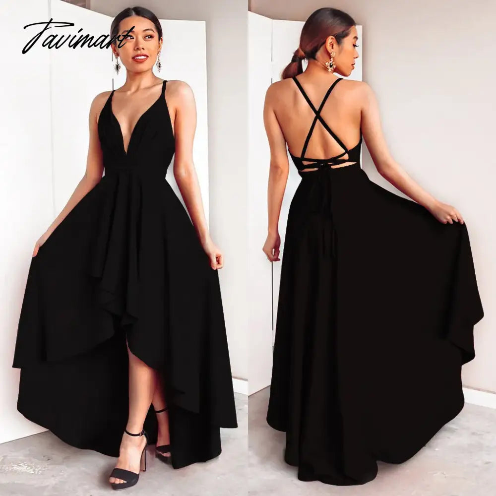 New Sexy V-neck Suspender Women Irregular Party Dress