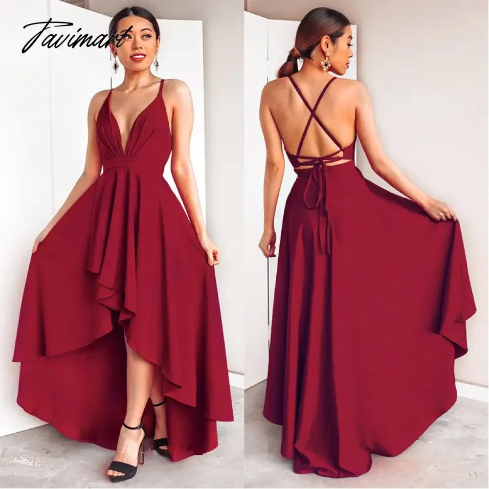 New Sexy V-neck Suspender Women Irregular Party Dress