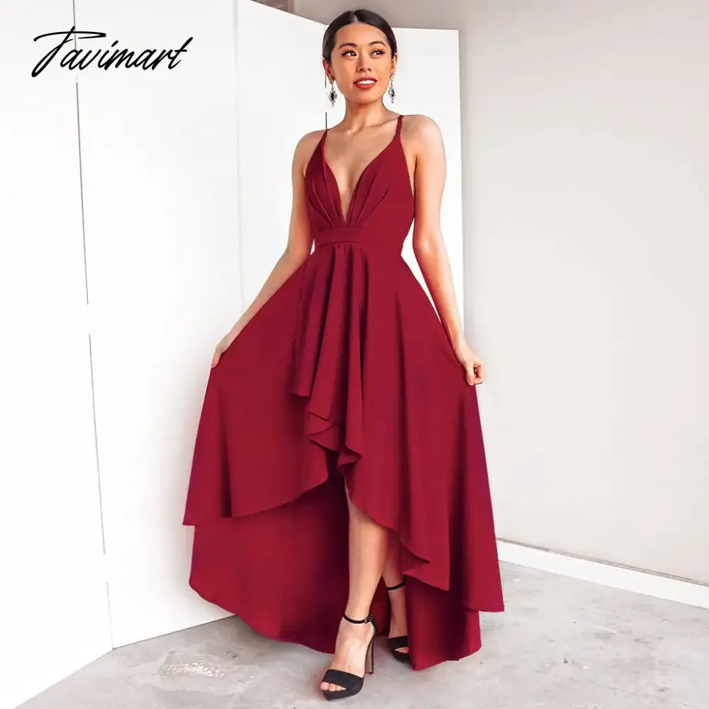 New Sexy V-neck Suspender Women Irregular Party Dress
