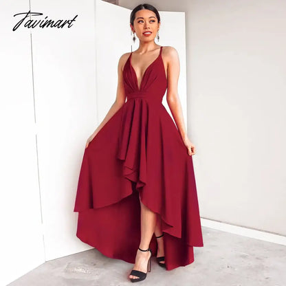 New Sexy V-neck Suspender Women Irregular Party Dress