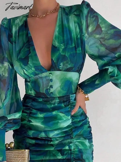New Summer Ladies Summer Dress Elegant Casual Women Pleated Skirt Floral V-Neck Bandage Dresses Dresses Women Prom Dress Party