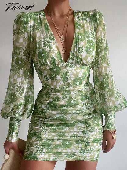 New Summer Ladies Summer Dress Elegant Casual Women Pleated Skirt Floral V-Neck Bandage Dresses Dresses Women Prom Dress Party