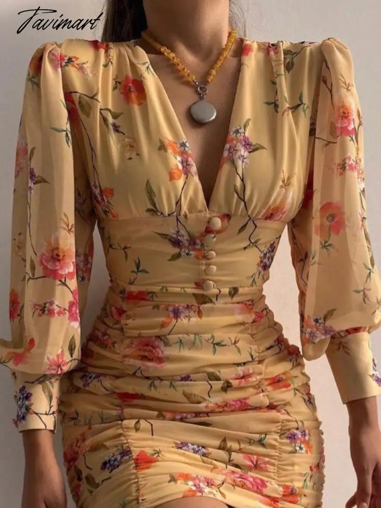 New Summer Ladies Summer Dress Elegant Casual Women Pleated Skirt Floral V-Neck Bandage Dresses Dresses Women Prom Dress Party