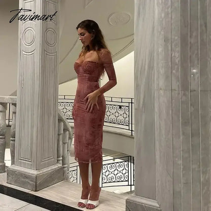 New Vintage Spring And Autumn Women’s Dresses Traf Clothing Female Sexy Hip-hugging Tight Elegant And Pretty Party Long Dresses.