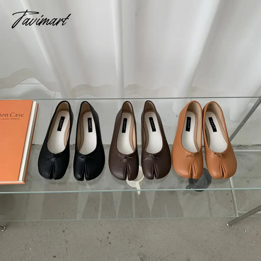 NEW Woman Microfiber Leather Comfy Flats Split Toe Slippers Soft Bottom Loafers Brief Ladies Moccasins Tabi Ninja Shoes 5 colors