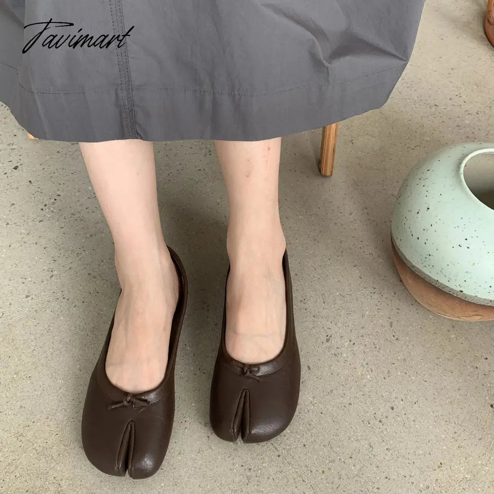 NEW Woman Microfiber Leather Comfy Flats Split Toe Slippers Soft Bottom Loafers Brief Ladies Moccasins Tabi Ninja Shoes 5 colors