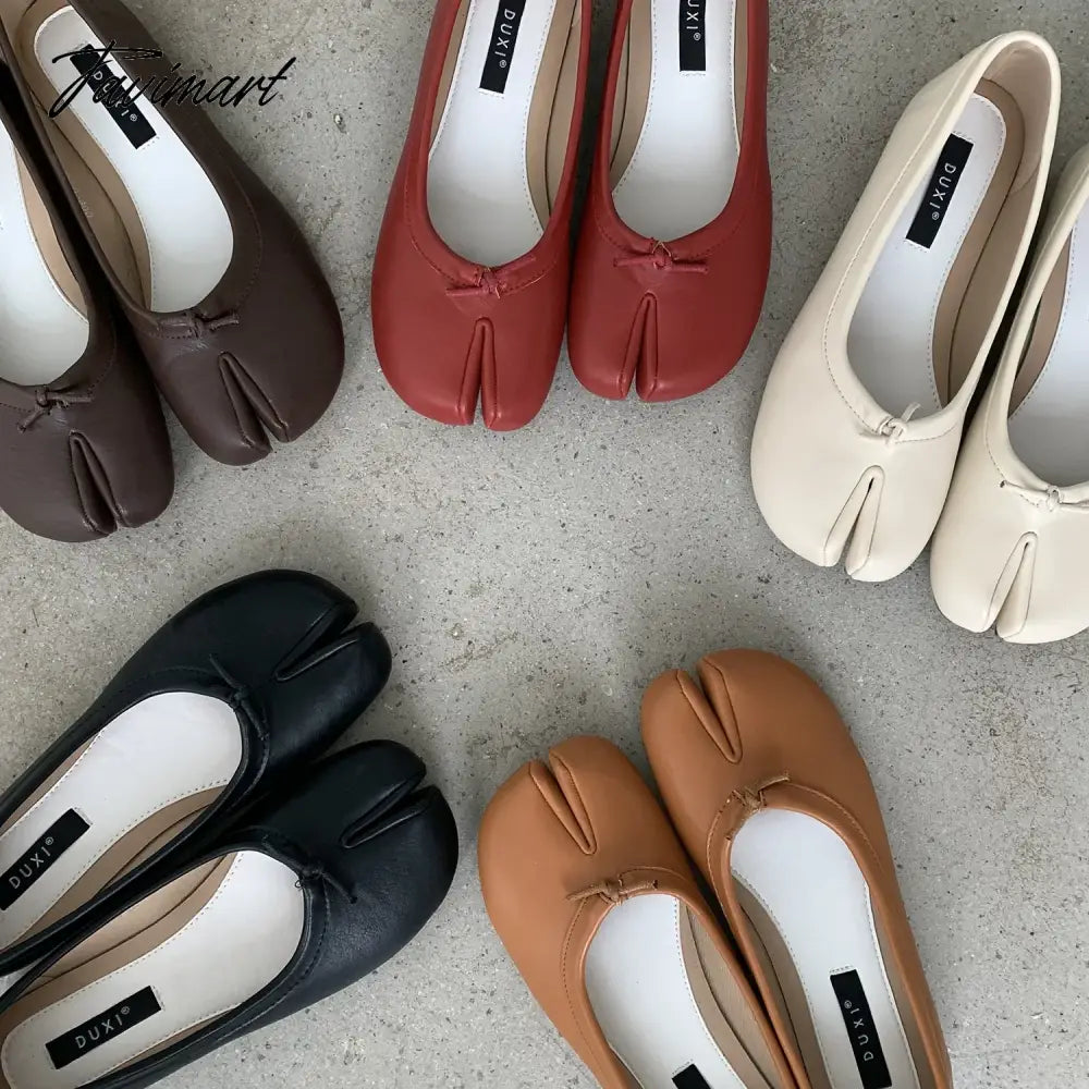 NEW Woman Microfiber Leather Comfy Flats Split Toe Slippers Soft Bottom Loafers Brief Ladies Moccasins Tabi Ninja Shoes 5 colors
