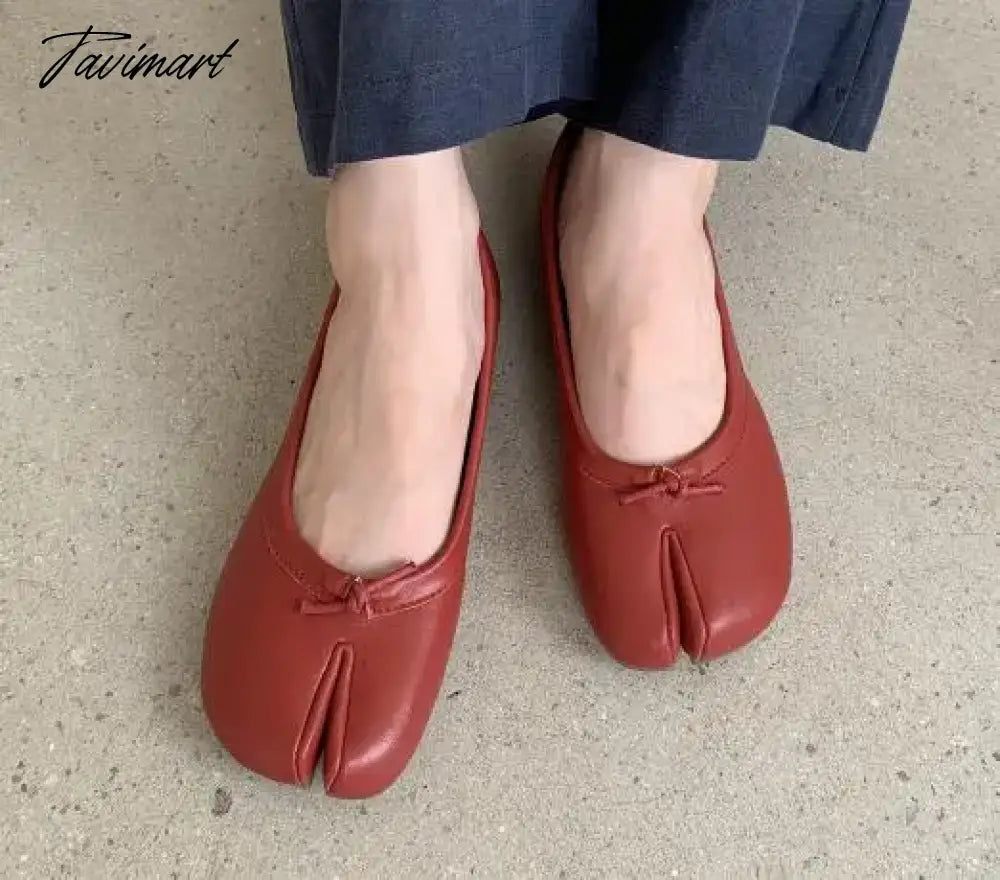 NEW Woman Microfiber Leather Comfy Flats Split Toe Slippers Soft Bottom Loafers Brief Ladies Moccasins Tabi Ninja Shoes 5 colors