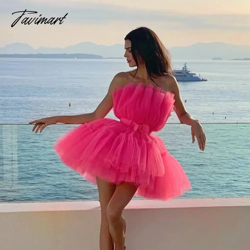 New Women's Dress Mesh Princess Pleated Off Shoulder Bow Dresses Mujer Vestido