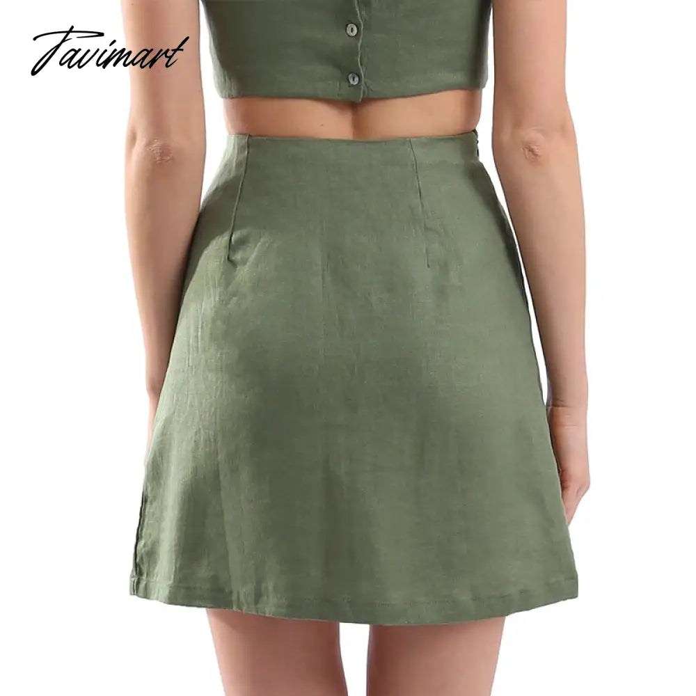 Newly Summer 100% Linen Women'S Skirt Casual Solid High Waist Side Zipper Chic And Elegant Woman Skirt Falda Mujer мини юбка