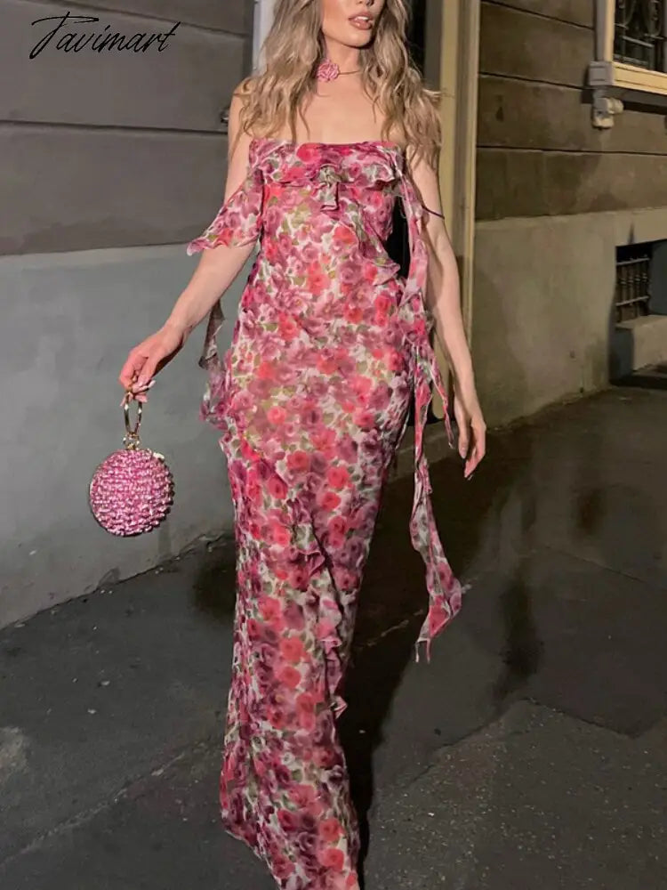 Night Dress Women Sexy Floral Sexy Dresses for Women Sling Fashion Flounces Sleeveless High Waist Luxury Woman Evening Dress