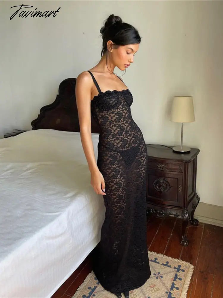 Night Dress Women Sexy Slim Fit Slip Dress See Through Prom Gown One Word Neckline Skims Dress Lace Women's Summer Skirt
