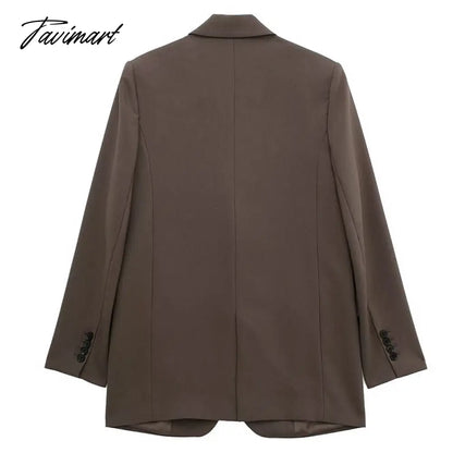 Notch Collar One Piece Of Buckle Blazer Neutral Minimalism Long Sleeve Top Vintage Office Ladies Winter Jacket Women Outerwear