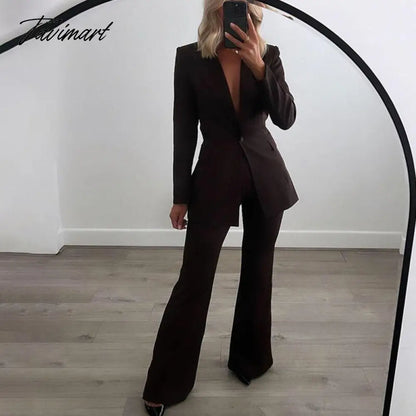 Notch Collar One Piece Of Buckle Blazer Neutral Minimalism Long Sleeve Top Vintage Office Ladies Winter Jacket Women Outerwear