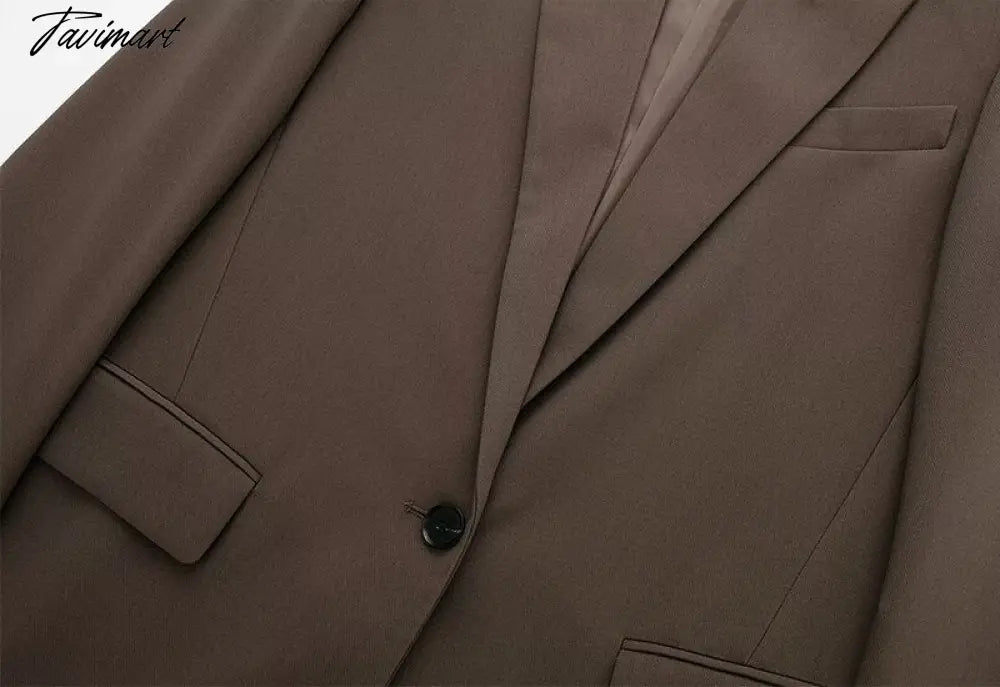 Notch Collar One Piece Of Buckle Blazer Neutral Minimalism Long Sleeve Top Vintage Office Ladies Winter Jacket Women Outerwear