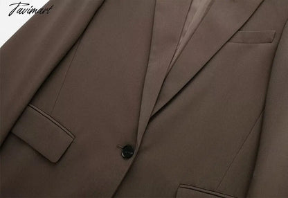 Notch Collar One Piece Of Buckle Blazer Neutral Minimalism Long Sleeve Top Vintage Office Ladies Winter Jacket Women Outerwear