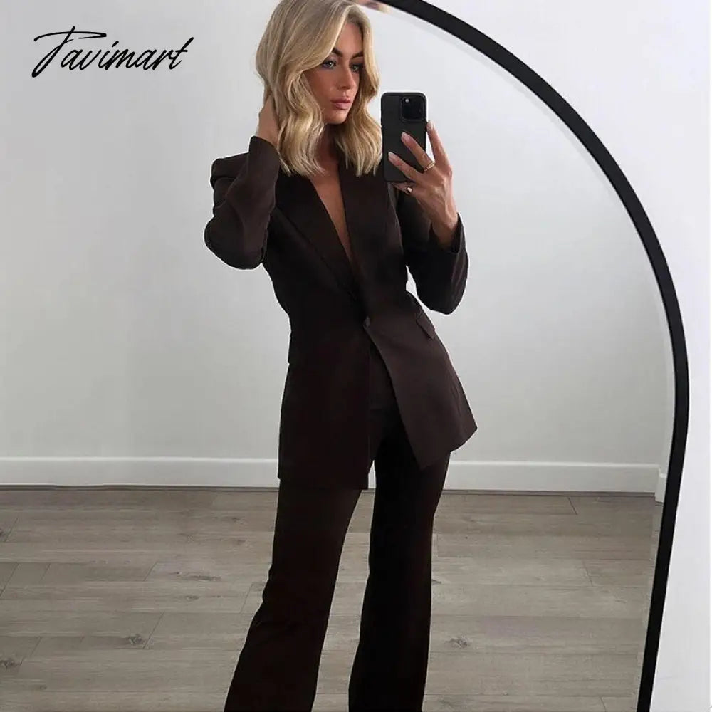 Notch Collar One Piece Of Buckle Blazer Neutral Minimalism Long Sleeve Top Vintage Office Ladies Winter Jacket Women Outerwear