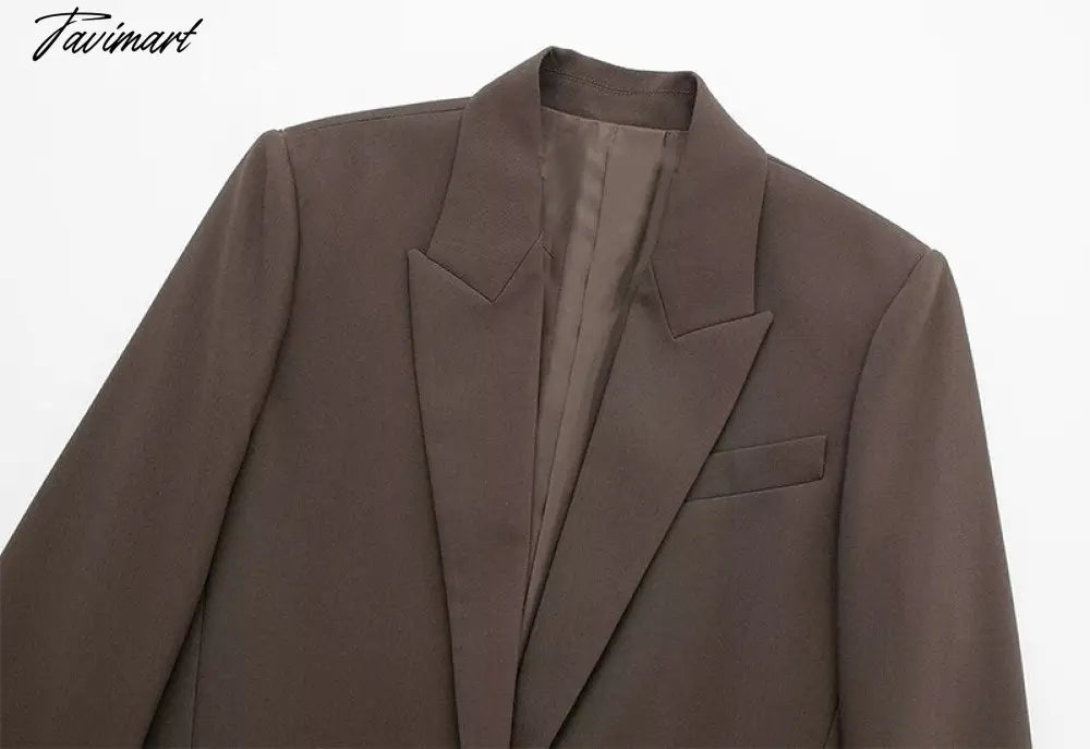 Notch Collar One Piece Of Buckle Blazer Neutral Minimalism Long Sleeve Top Vintage Office Ladies Winter Jacket Women Outerwear