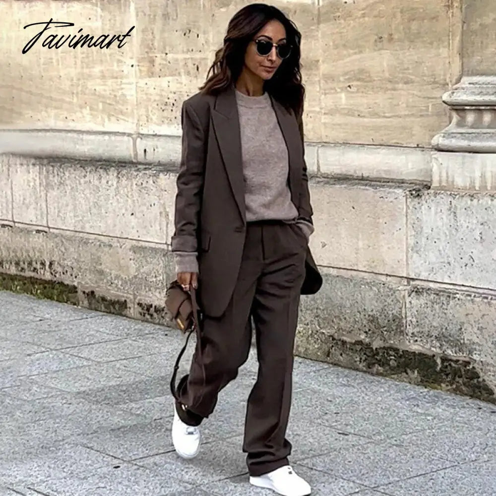 Notch Collar One Piece Of Buckle Blazer Neutral Minimalism Long Sleeve Top Vintage Office Ladies Winter Jacket Women Outerwear