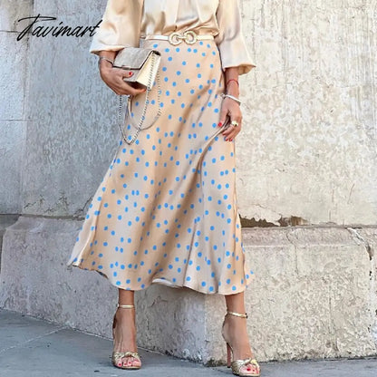 Office Lady Fashion Commute Skirt With Blouses New Elegant Boho Party Skirts Autumn Casual Women Polka Dot Print Long Skirt