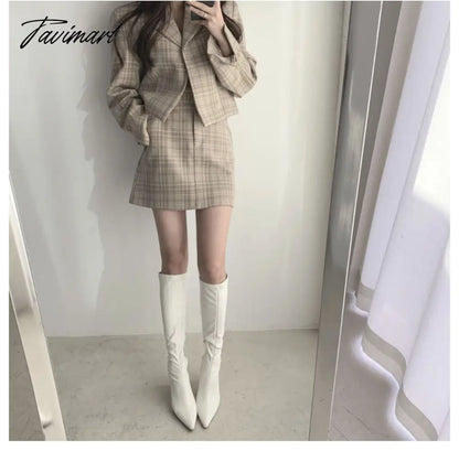 OL Office Women'S Suits Korean Chic Fashion Temperament Short Suit Jacket Skirt Two-Piece Suit Clothes For Fall Outwear