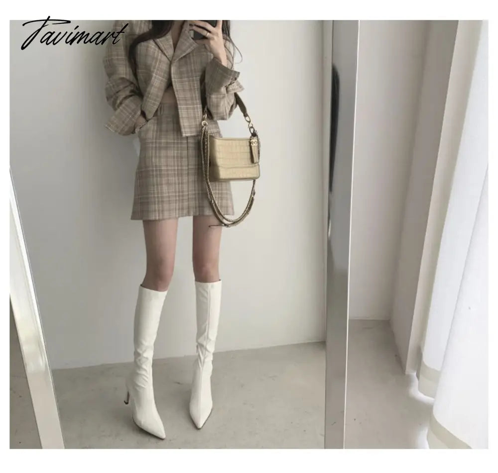 OL Office Women'S Suits Korean Chic Fashion Temperament Short Suit Jacket Skirt Two-Piece Suit Clothes For Fall Outwear