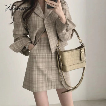 OL Office Women'S Suits Korean Chic Fashion Temperament Short Suit Jacket Skirt Two-Piece Suit Clothes For Fall Outwear
