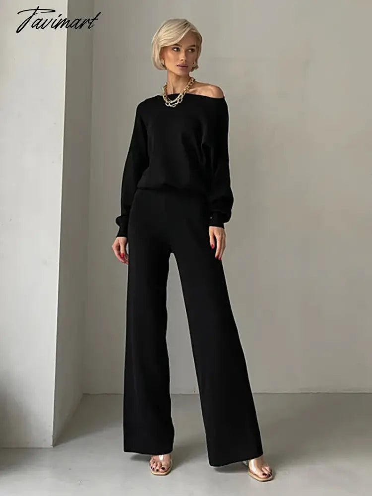 One Shoulder Sexy Knit Two Piece Set Casual 2 Piece Tracksuit Women Knitted Pants Suit Pants and Top Set Matching Sets For Women