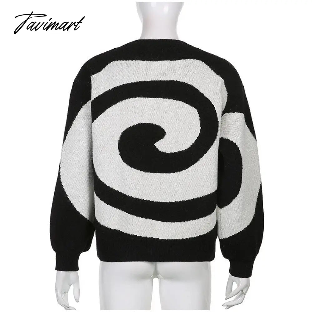Paisley Pattern Women's Sweater O-neck Pullover Long Sleeve Knitted Female Sweaters Harajuku Autumn Winter Ladies Knitwears