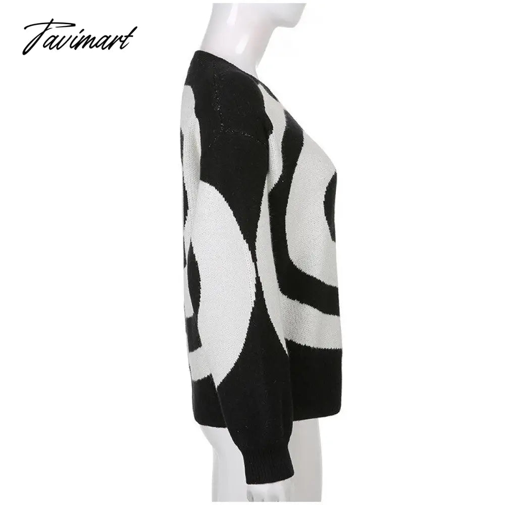 Paisley Pattern Women's Sweater O-neck Pullover Long Sleeve Knitted Female Sweaters Harajuku Autumn Winter Ladies Knitwears