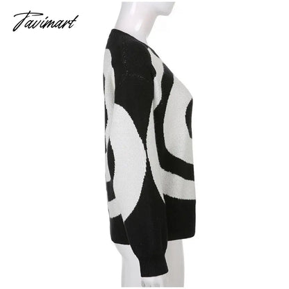 Paisley Pattern Women's Sweater O-neck Pullover Long Sleeve Knitted Female Sweaters Harajuku Autumn Winter Ladies Knitwears