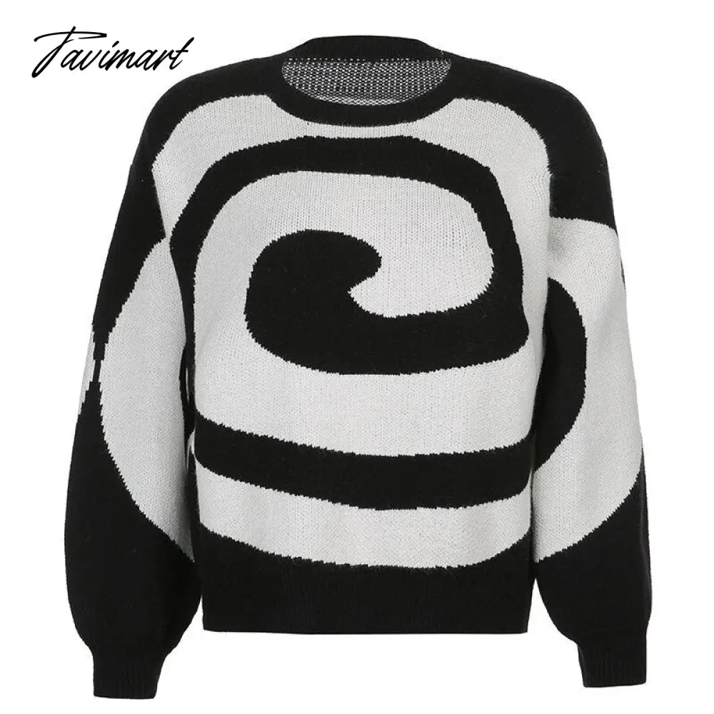 Paisley Pattern Women's Sweater O-neck Pullover Long Sleeve Knitted Female Sweaters Harajuku Autumn Winter Ladies Knitwears