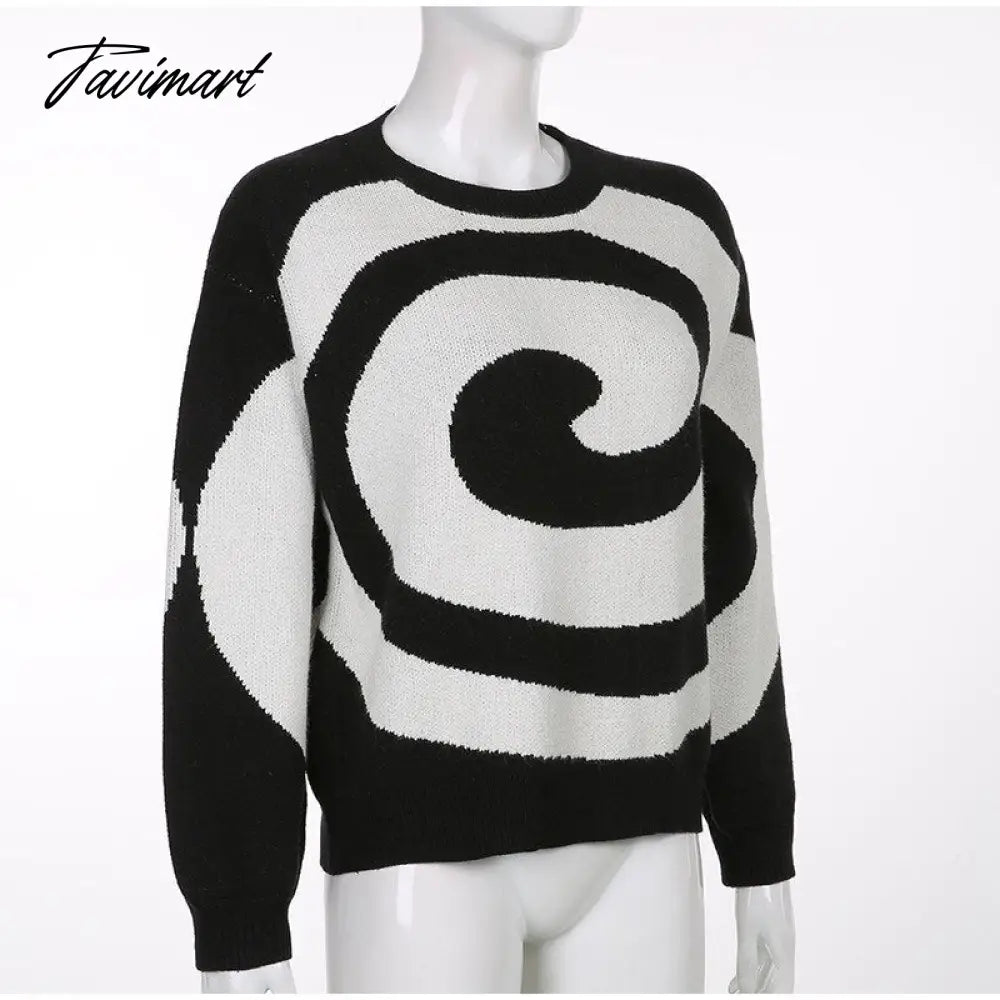 Paisley Pattern Women's Sweater O-neck Pullover Long Sleeve Knitted Female Sweaters Harajuku Autumn Winter Ladies Knitwears