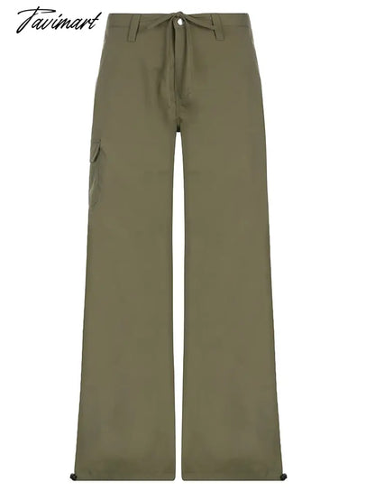 Pants women Green Vintage Baggy Jeans Women Pockets Wide Leg Cargo Pants Streetwear Casual Low Waist Denim Straight Trousers