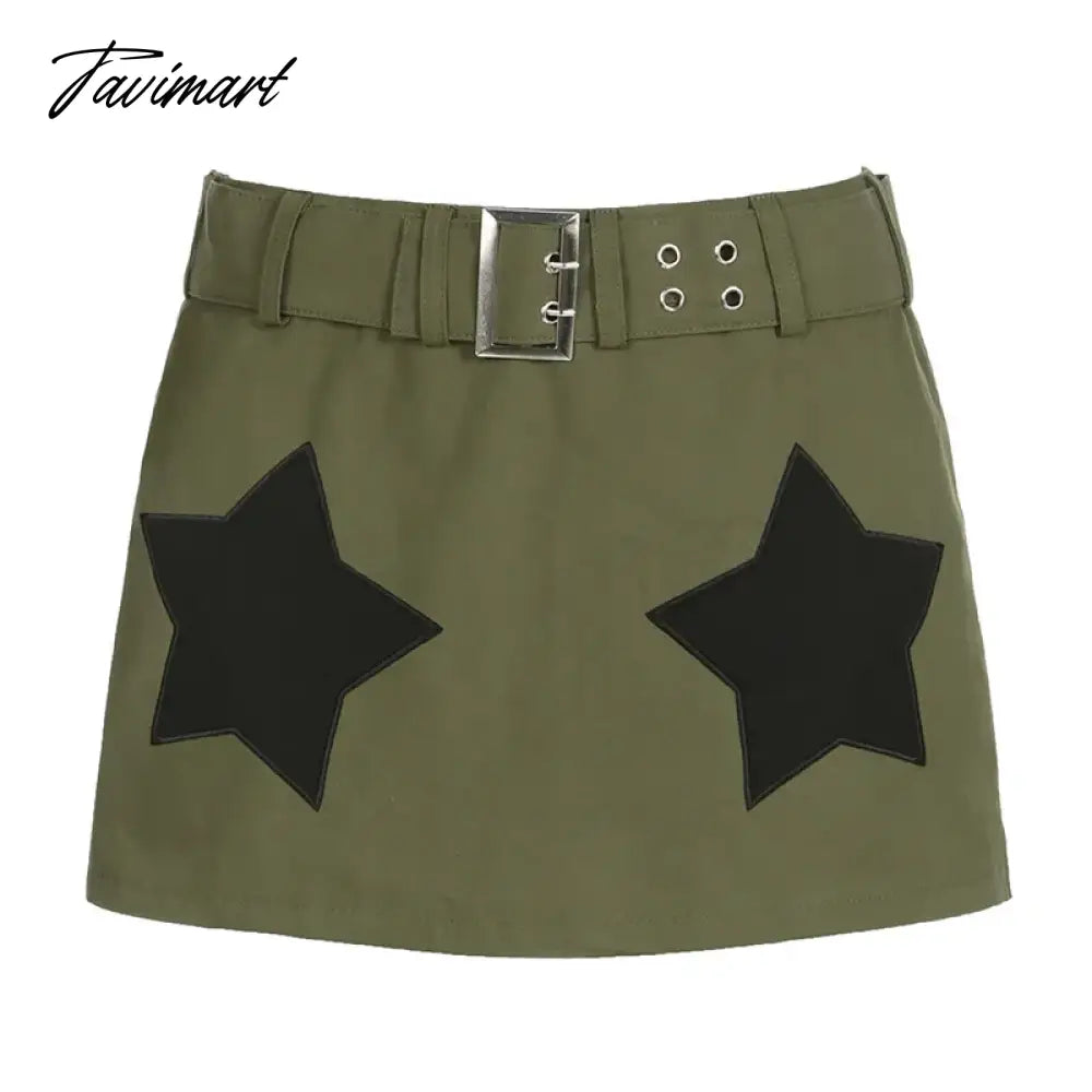 Pentagram Patch Woven Skirt European And American New Street Casual A-line Skirt Harajuku Style Retro Y2k Hot Girl Skirt