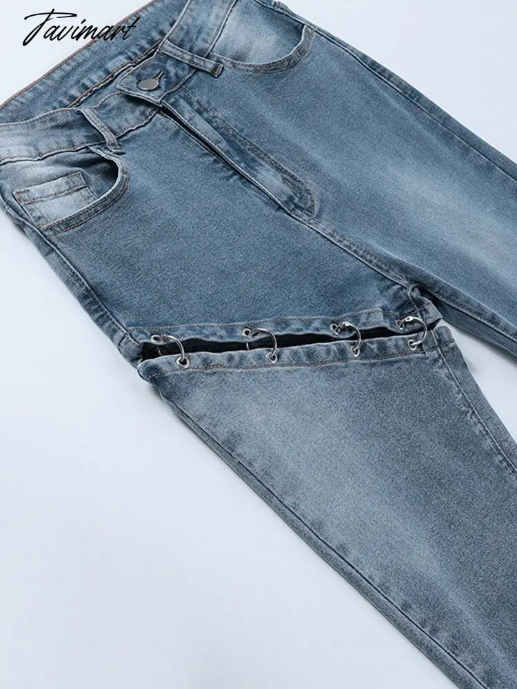 Personality Stacked Jeans For Women Stylish Half Shorts Half Long Detachable Flare Denim Jean
